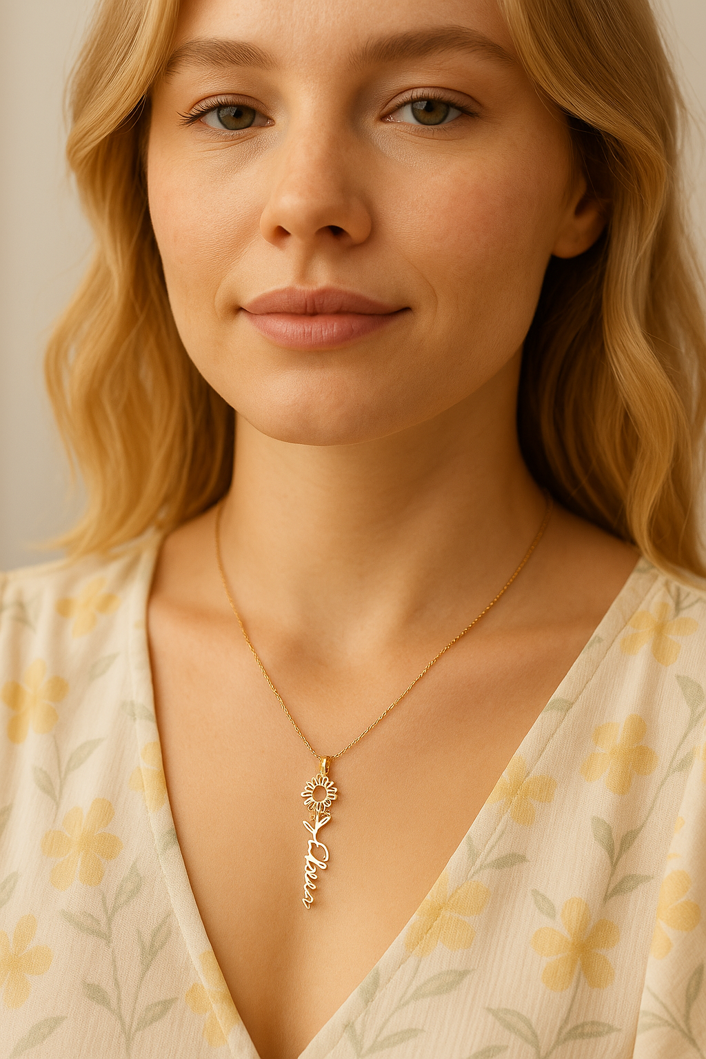 BIRTH FLOWER AND NAME NECKLACE