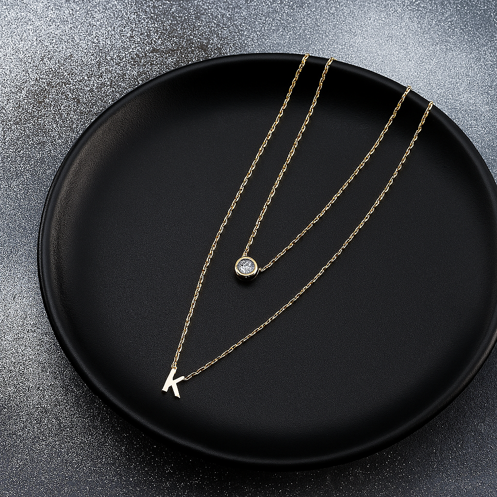 LETTER AND BIRTHSTONE NECKLACE