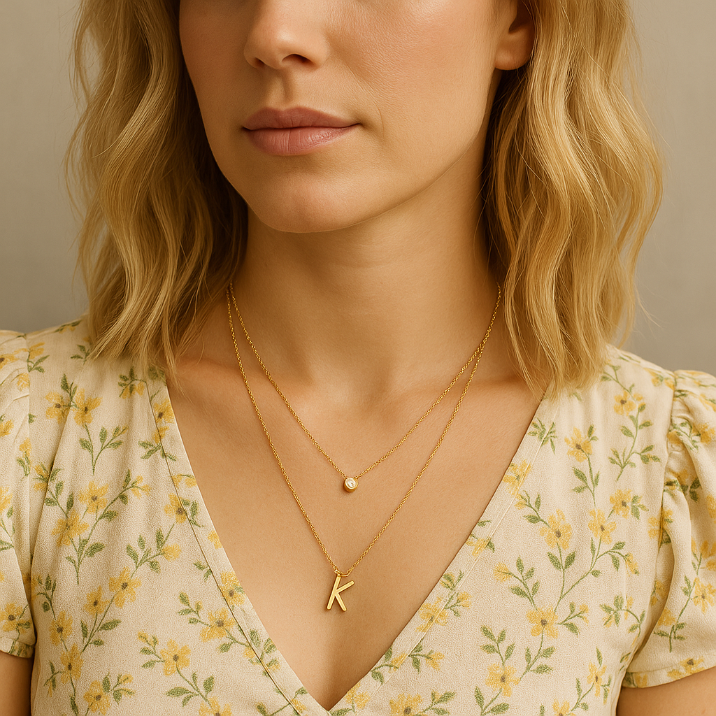 LETTER AND BIRTHSTONE NECKLACE