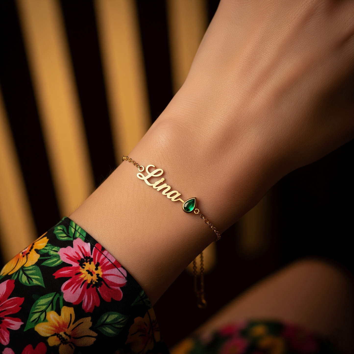 BIRTHSTONE AND NAME BRACELET