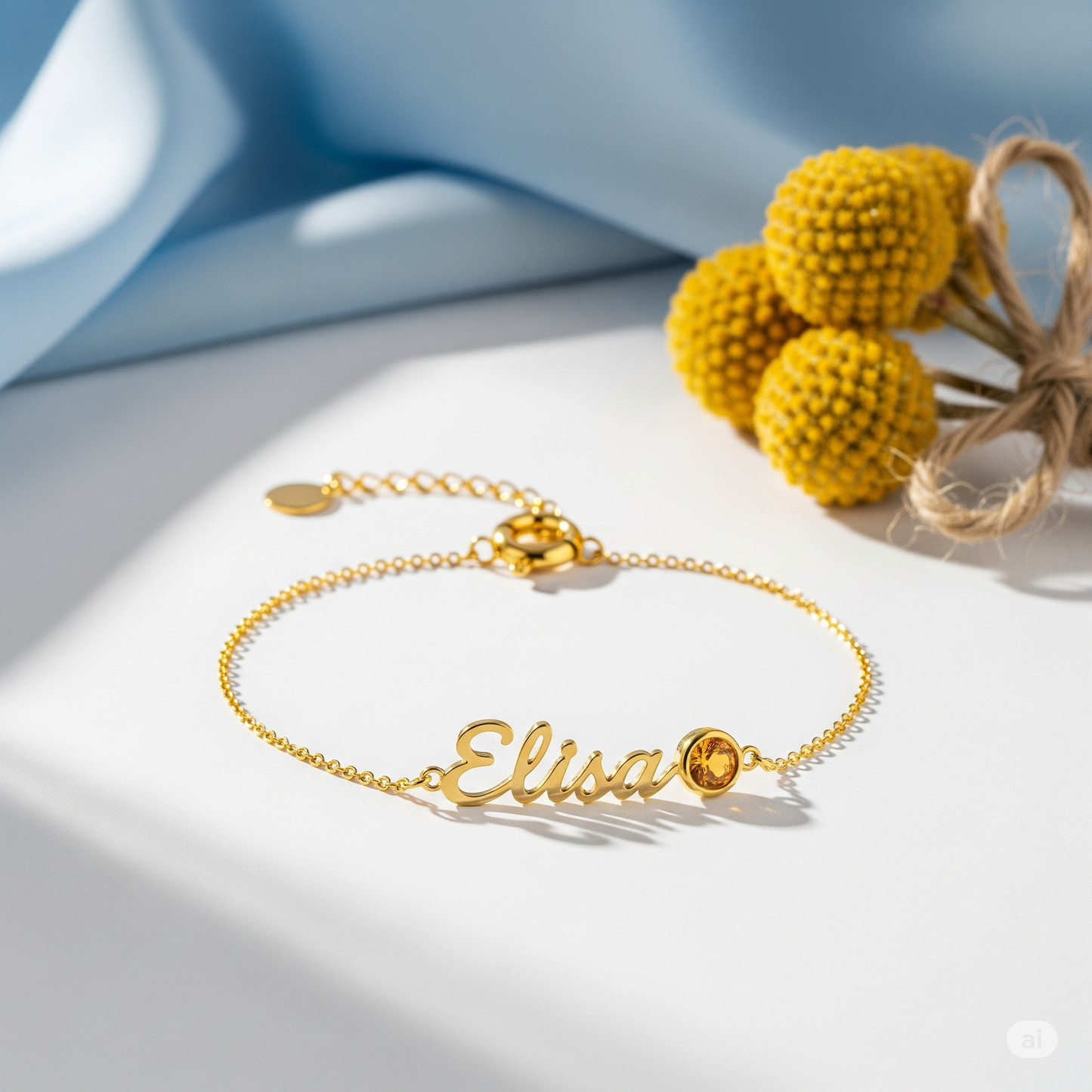 BIRTHSTONE AND NAME NECKLACE