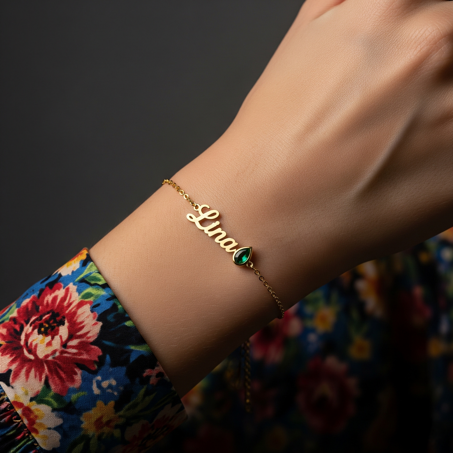 BIRTHSTONE AND NAME BRACELET