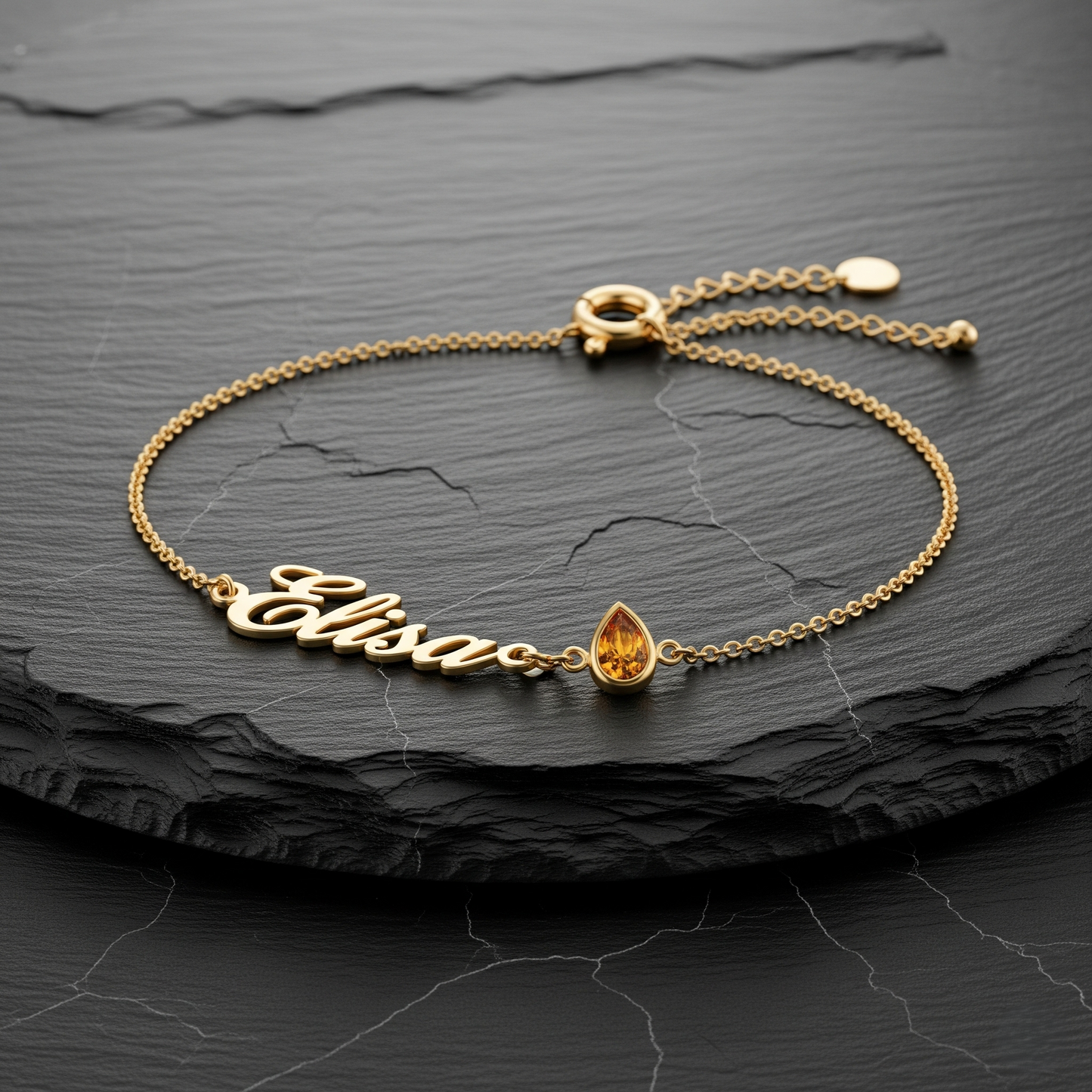 BIRTHSTONE AND NAME NECKLACE