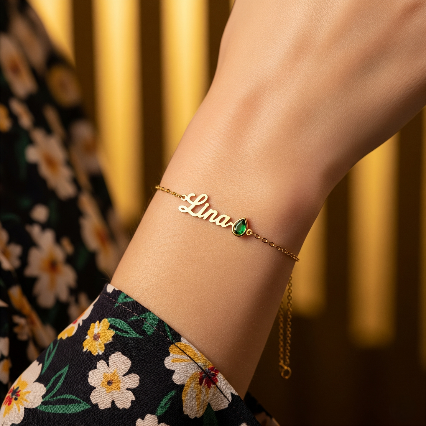 BIRTHSTONE AND NAME BRACELET