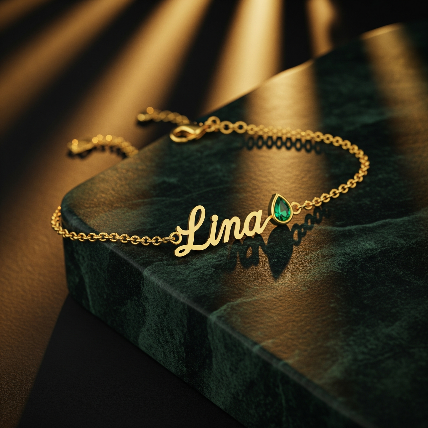 BIRTHSTONE AND NAME BRACELET